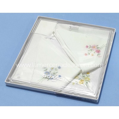 Pañuelos mujer bordados Aurora (3 uds) de Guasch 2