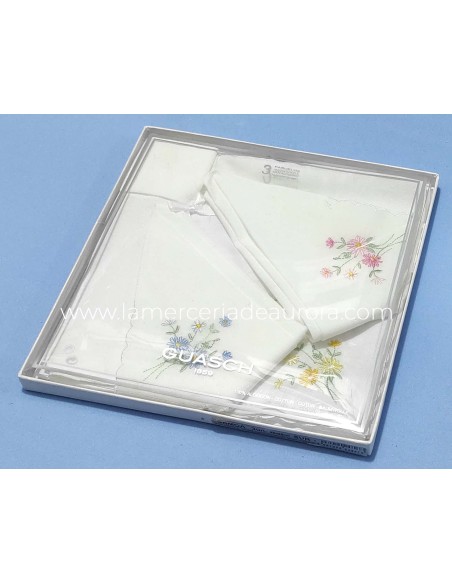 Pañuelos mujer bordados Aurora (3 uds) de Guasch