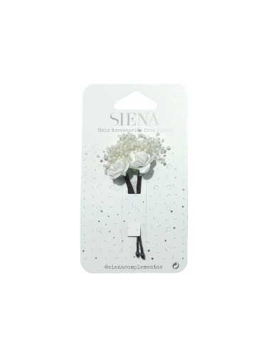 Pincho recogidos flor pequeña con gypsophila - BLANCO