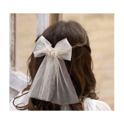 Pinza pico-pato con lazo tul y flor de Siena