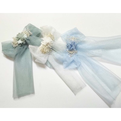 Pinza pico-pato con lazo tul y flor de Siena 2