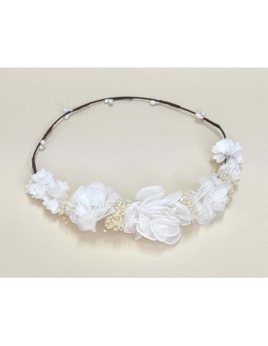 Corona rosas bambula y glitter de Siena Complementos - BLANCO