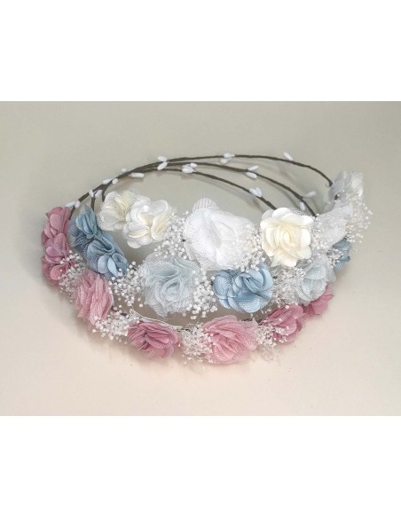 Corona flores combinadas y gypsophila de Siena complementos