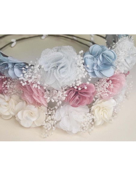 Corona flores combinadas y gypsophila de Siena complementos