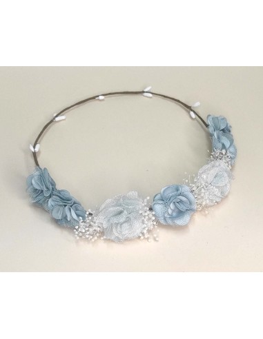 Corona flores combinadas y gypsophila de Siena complementos - AZUL FRANCIA (combinada en dos tonos)