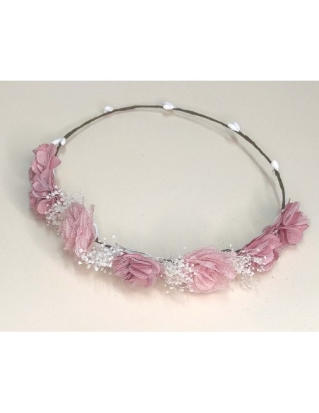 Corona flores combinadas y gypsophila de Siena complementos - ROSA FRANCIA (combinada en dos tonos)