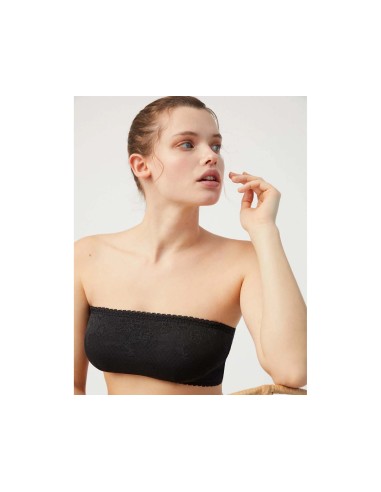 Sujetador bandeau con encaje relleno extraíble 10036 de Ysabel Mora - NEGRO