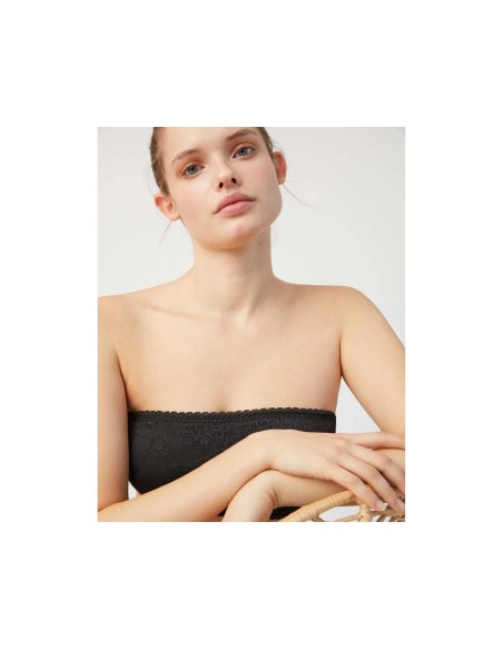 Sujetador bandeau con encaje relleno extraíble 10036 de Ysabel Mora - NEGRO Sujetador bandeau con encaje relleno extraíble 10036 de Ysabel Mora - NEGRO