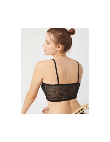 Sujetador bandeau con encaje relleno extraíble 10036 de Ysabel Mora - NEGRO