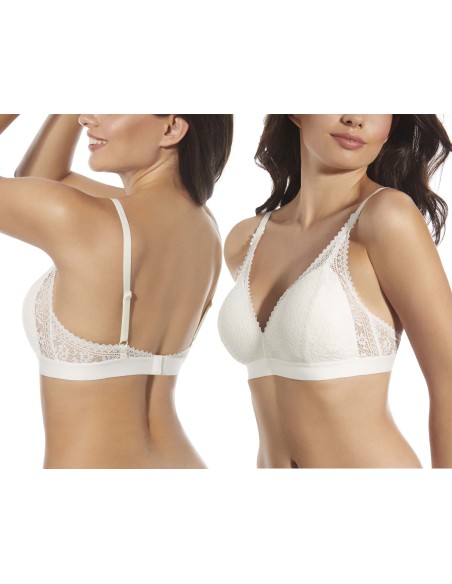 Sujetador bralette Marcela copa B sin aros con relleno de Selene - MARFIL