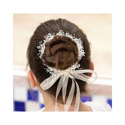 Tocado gypsophila paniculata con organza de Siena...