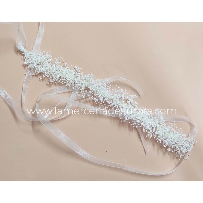 Tocado gypsophila paniculata con organza de Siena... 2