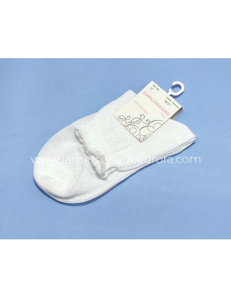 Calcetín ceremonia niña calado cenefa 29/15 de Carlomagno - BLANCO