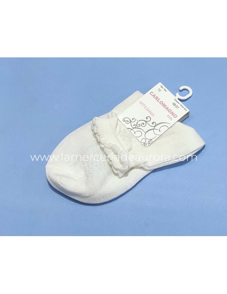 Calcetín ceremonia niña calado cenefa 29/15 de Carlomagno - NATURAL