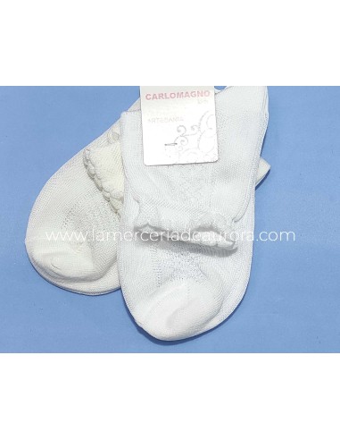 Calcetín ceremonia niña calado cenefa 29/15 de Carlomagno - NATURAL (abajo) BLANCO (arriba).