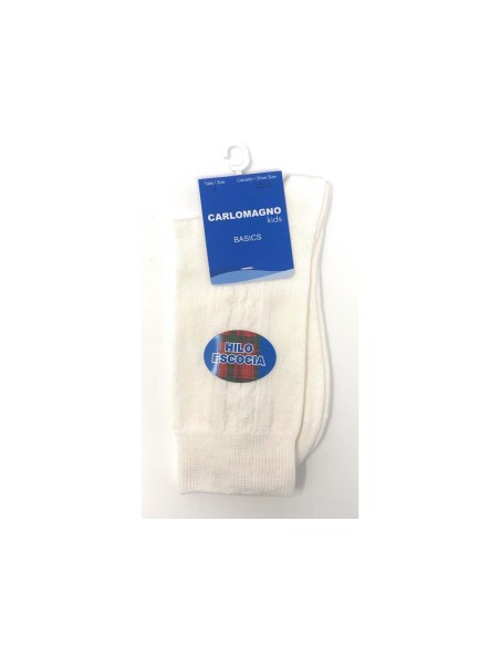 Calcetín junior hilo de Escocia labrado 81/30 de Carlomagno - NATURAL
