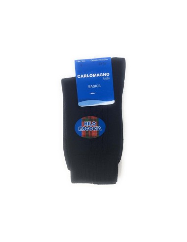 Calcetín junior hilo de Escocia labrado 81/30 de Carlomagno - AZUL MARINO