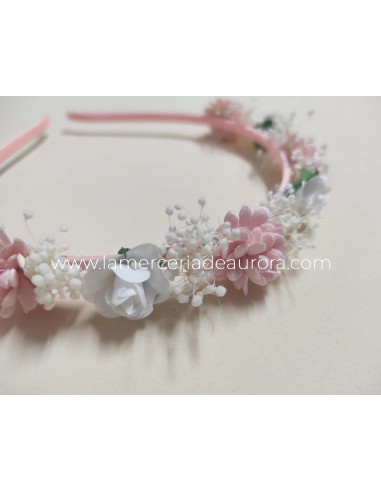 Diadema flores Elia y gypsophila de Siena complementos - SALMÓN