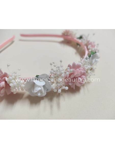 Diadema flores Elia y gypsophila de Siena complementos - SALMÓN