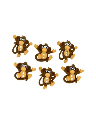 Botones decorativos Sew cute Monkeys (6 piezas) de Dress It Up