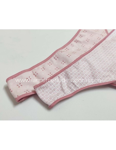 Tanga bajo algodón fantasía (2 uds) 670 de Naiara - DISEÑOS FLORALES ROSÉ Y MAQUILLAJE
