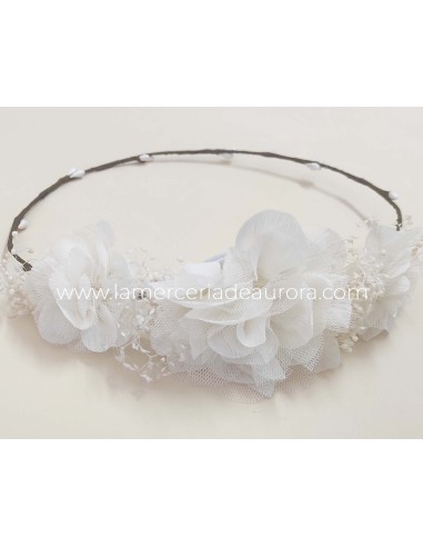 Corona flores bambula- tul y gypsophila de Siena complementos - CRUDO