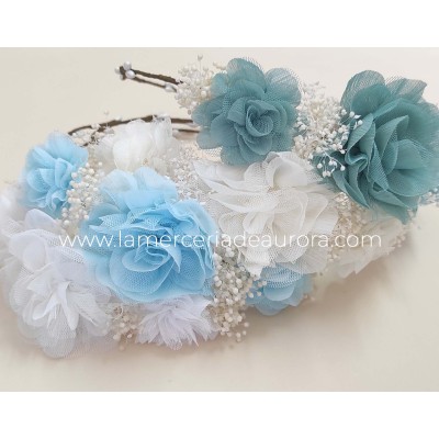 Corona flores bambula- tul y gypsophila de Siena complementos 2