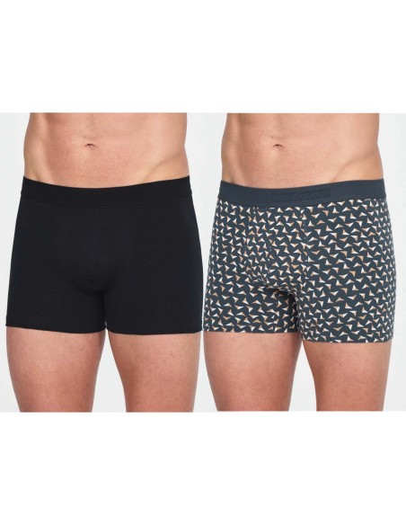 Bóxer hombre algodón fantasía y liso (2 uds) PB43 de Don Algodón - NEGRO Y VERDE FANTASÍA Bóxer hombre algodón fantasía y liso (2 uds) PB43 de Don Algodón - NEGRO Y VERDE FANTASÍA