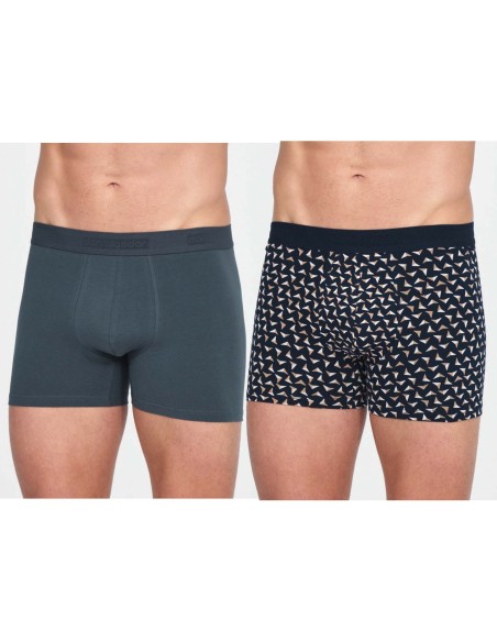 Bóxer hombre algodón fantasía y liso (2 uds) PB43 de Don Algodón - VERDE Y MARINO FANTASÍA Bóxer hombre algodón fantasía y liso (2 uds) PB43 de Don Algodón - VERDE Y MARINO FANTASÍA