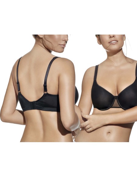 Sujetador Sara copa D con aros y relleno de Selene - NEGRO Sujetador Sara copa D con aros y relleno de Selene - NEGRO
