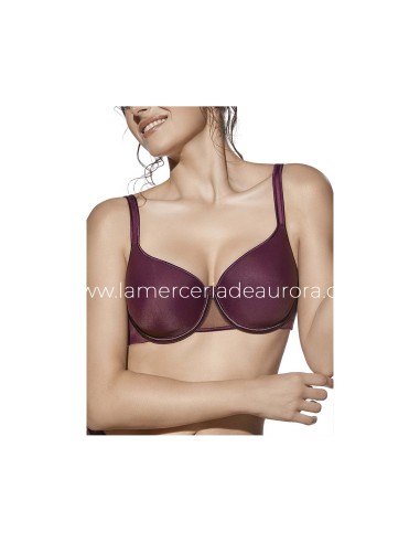 Sujetador Sara copa D con aros y relleno de Selene - BURDEOS