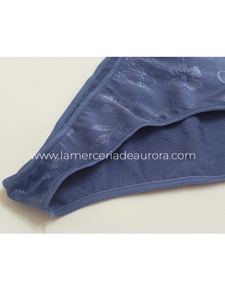Braga bikini bajo jackard flores poliamida 126 de Naiara - AZUL Braga bikini bajo jackard flores poliamida 126 de Naiara - AZUL