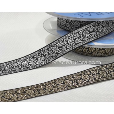 Tapacosturas tejido floral metalizado (ancho 2,5cm) de... 2
