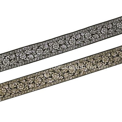 Tapacosturas tejido floral metalizado (ancho 2,5cm) de...