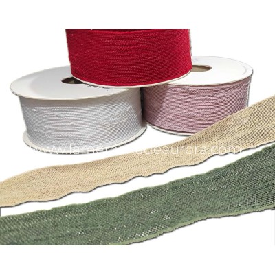 Cinta fantasía de algodón acabado rústico (ancho 4cm) de...