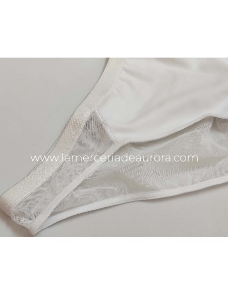 Bikini bajo tul efecto tanga 117 de Naiara - BLANCO