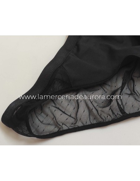 Bikini bajo tul efecto tanga 117 de Naiara - NEGRO
