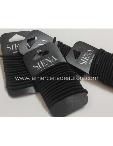 Coleteros negros goma lisa (12 uds) de Siena complementos