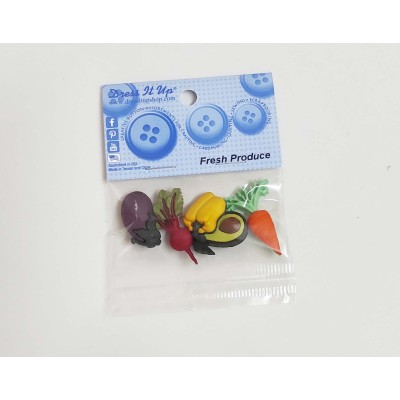 Botones decorativos Fresh produce (5 piezas) de Dress It Up 2