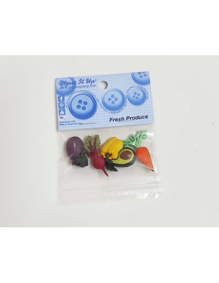 Botones decorativos Fresh produce (5 piezas) de Dress It Up