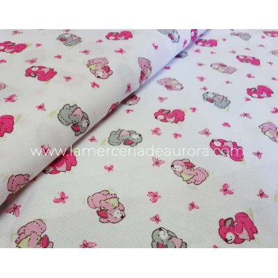 Tela infantil piqué canutillo conejitos