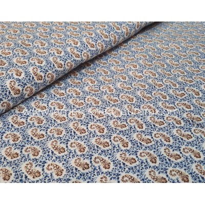 Tela villela floral azul y marrón