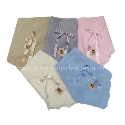 Chal-Toquilla bebé de lana Picos La Casita de Pepito -...