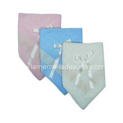 Chal-Toquilla bebé perlé entredós y lazo de La casita de...