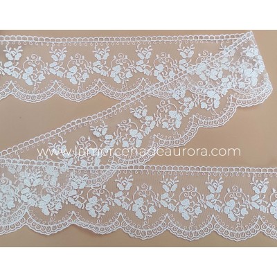 Encaje de tul bordado blanco (ancho 8cm) Mara 2