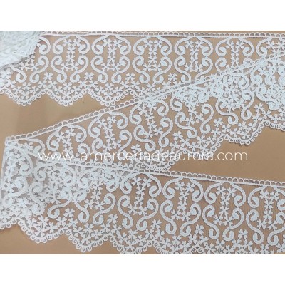 Encaje de tul bordado blanco (ancho 10cm) Sofía 2