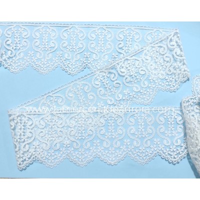 Encaje de tul bordado blanco (ancho 10cm) Sofía