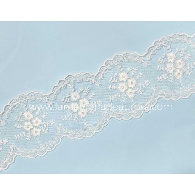 Entredós encaje de tul bordado marfil (ancho 7cm) Gala