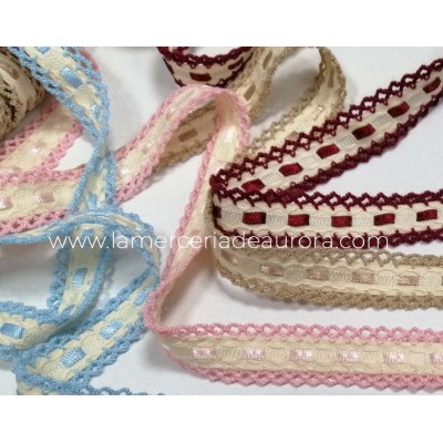 Entredós pasacintas con piquillo (ancho 2,cm) - varios...