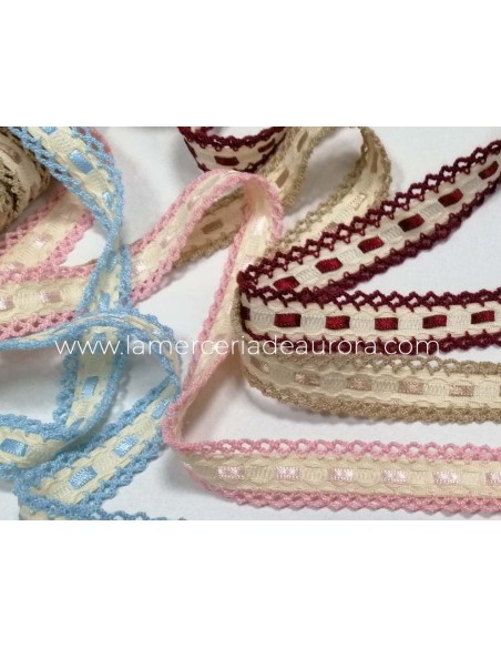 Entredós pasacintas con piquillo (ancho 2,cm) - varios colores